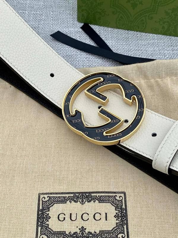 GUCCI Embellished coated-canvas and leather belt 'Cream' - Banlieue91