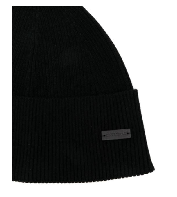 SAINT LAURENT Luxury Cashmere Ribbed Knit Hat with Logo Patch for Men - Banlieue91 -