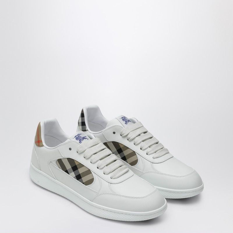 BURBERRY Terrace Sneaker in Leather with Check Fabric Insert - Banlieue91 -