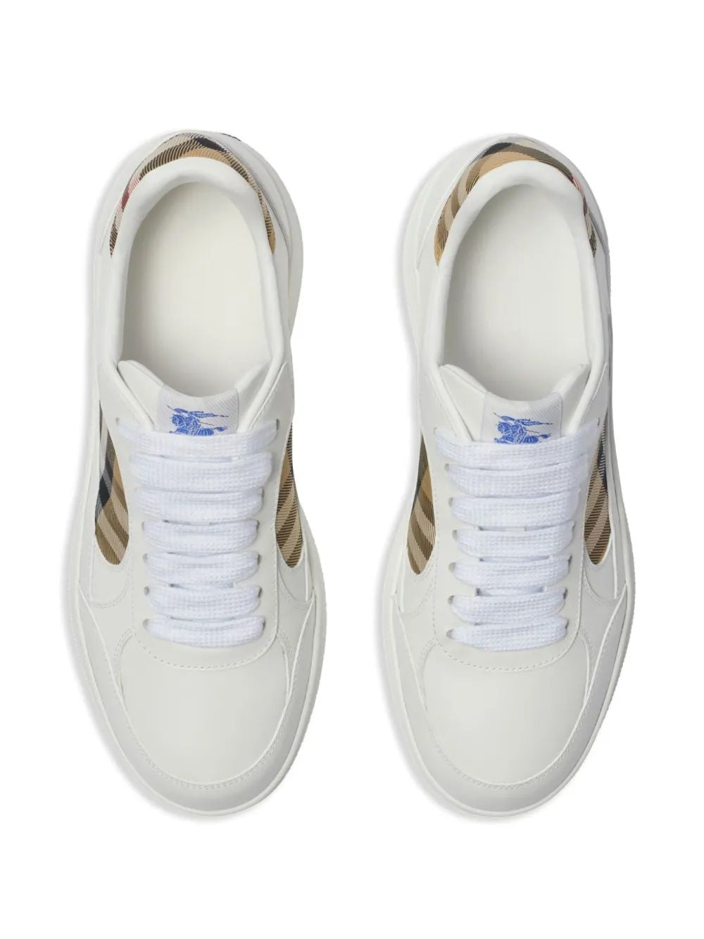 BURBERRY Terrace Sneaker in Leather with Check Fabric Insert - Banlieue91 -