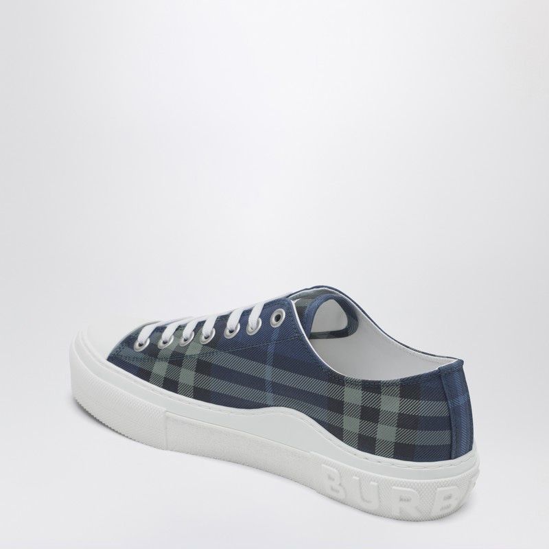 BURBERRY Stylish Cotton Sneakers with Blue Check Pattern for Men - Banlieue91 -