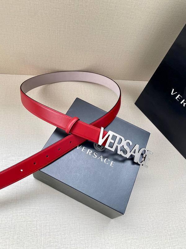 Versace Women's Leather Logo Decorated Buckle Belt - Banlieue91