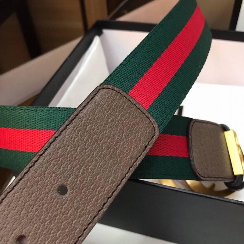 Gucci GG Marmont Web Belt Canvas and Leather 'Green/Red' - Banlieue91