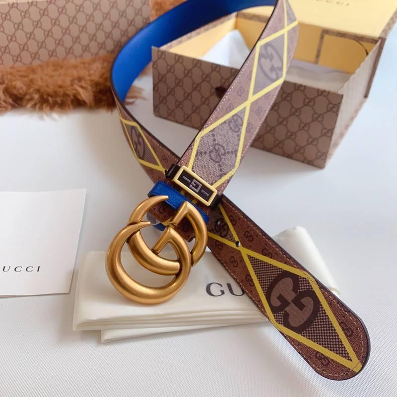 GUCCI Embellished coated-canvas and leather belt 'Brown' - Banlieue91