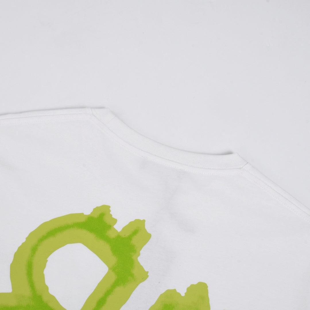 Balenciaga White & Green T-Shirt Without Collar - Banlieue91