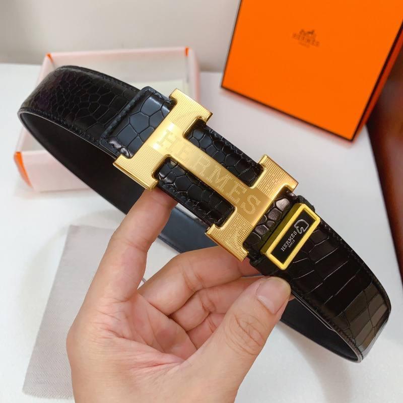 Hermes Men Gold Buckle Belt 'Black' - Banlieue91