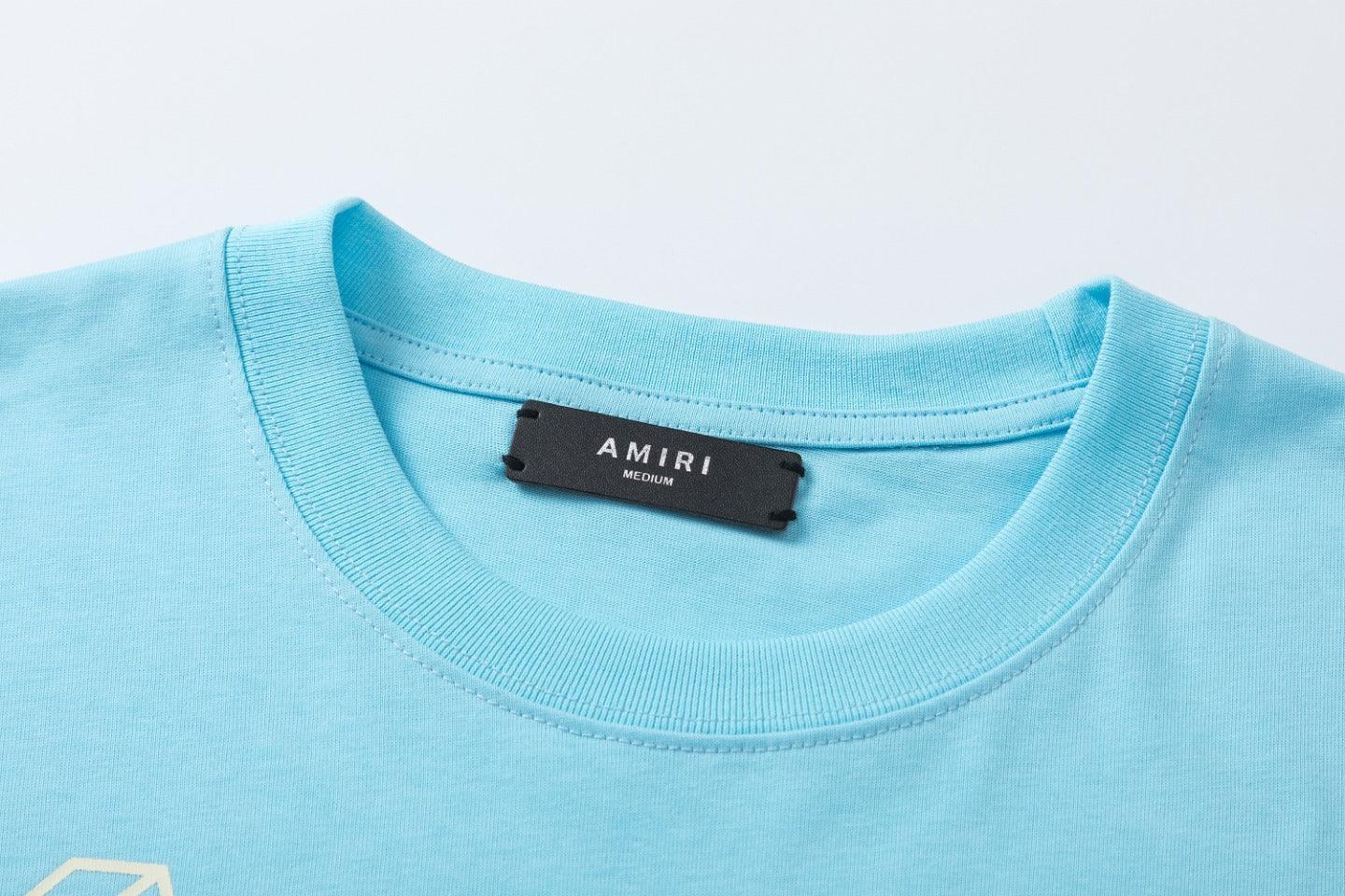 Amiri 23 Blue T-Shirt Without Collar - Banlieue91