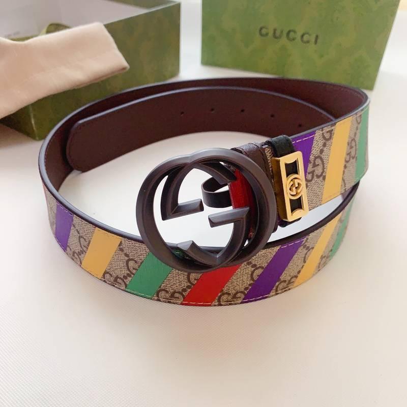 GUCCI Embellished coated-canvas and leather belt 'Multicolor' - Banlieue91