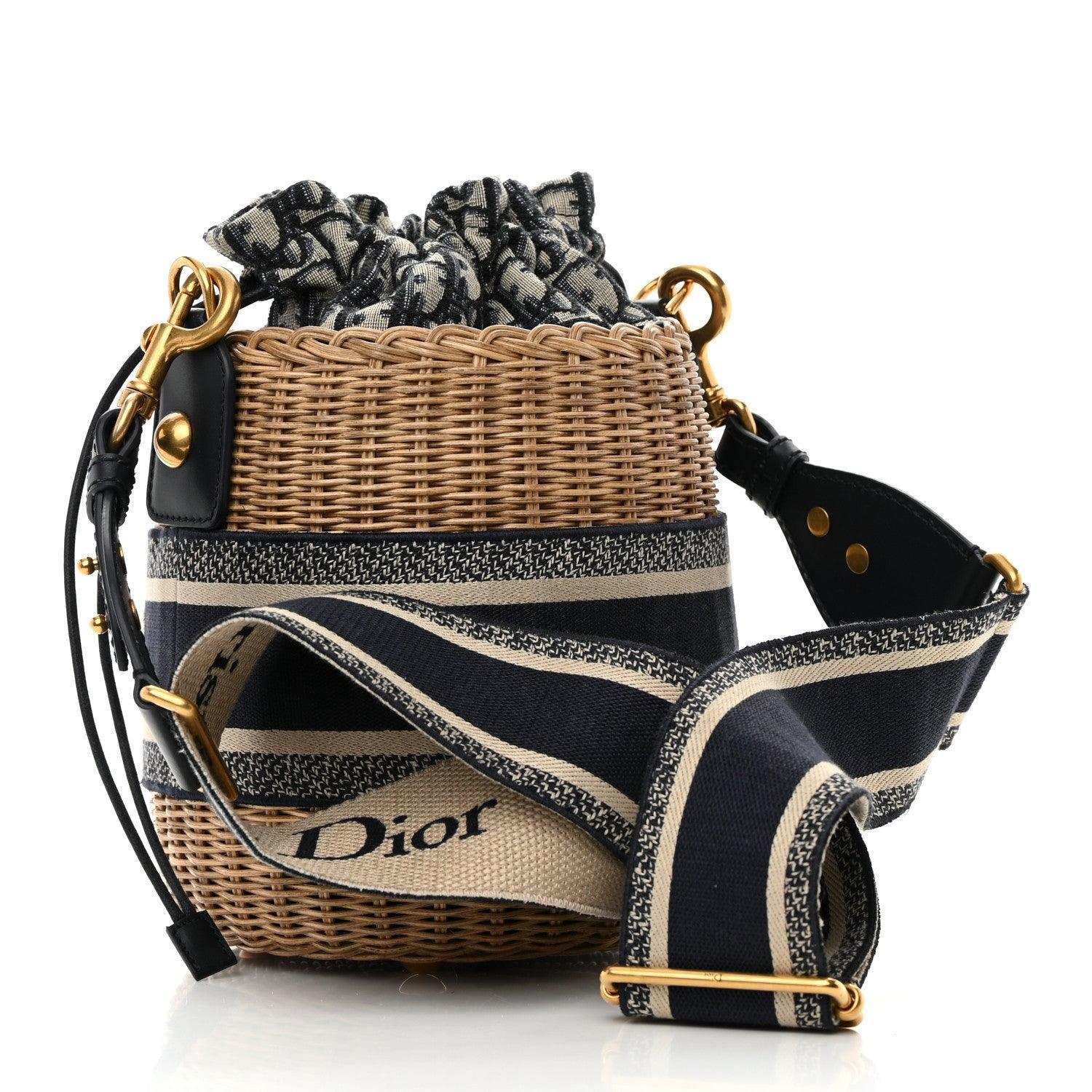 Christian Dior Wicker Oblique Drawstring Bucket Bag - Banlieue91