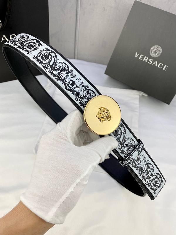 Versace MEDUSA BIGGIE ENAMEL LEATHER BELT - Banlieue91