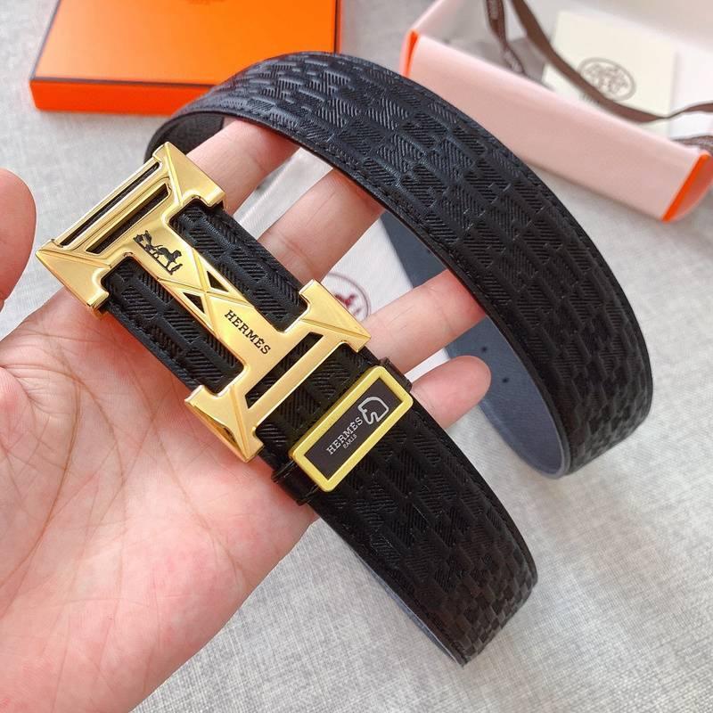 Hermes Men Gold Buckle Belt 'Black' - Banlieue91