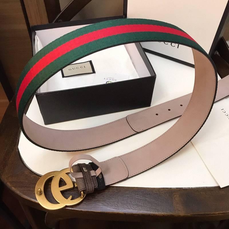 Gucci GG Marmont Web Belt Canvas and Leather 'Green/Red' - Banlieue91