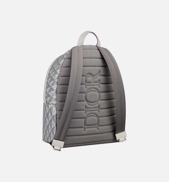 Dior Rider Zipped Backpack Grey Coated Cotton Canvas with CD Diamond Print - Banlieue91