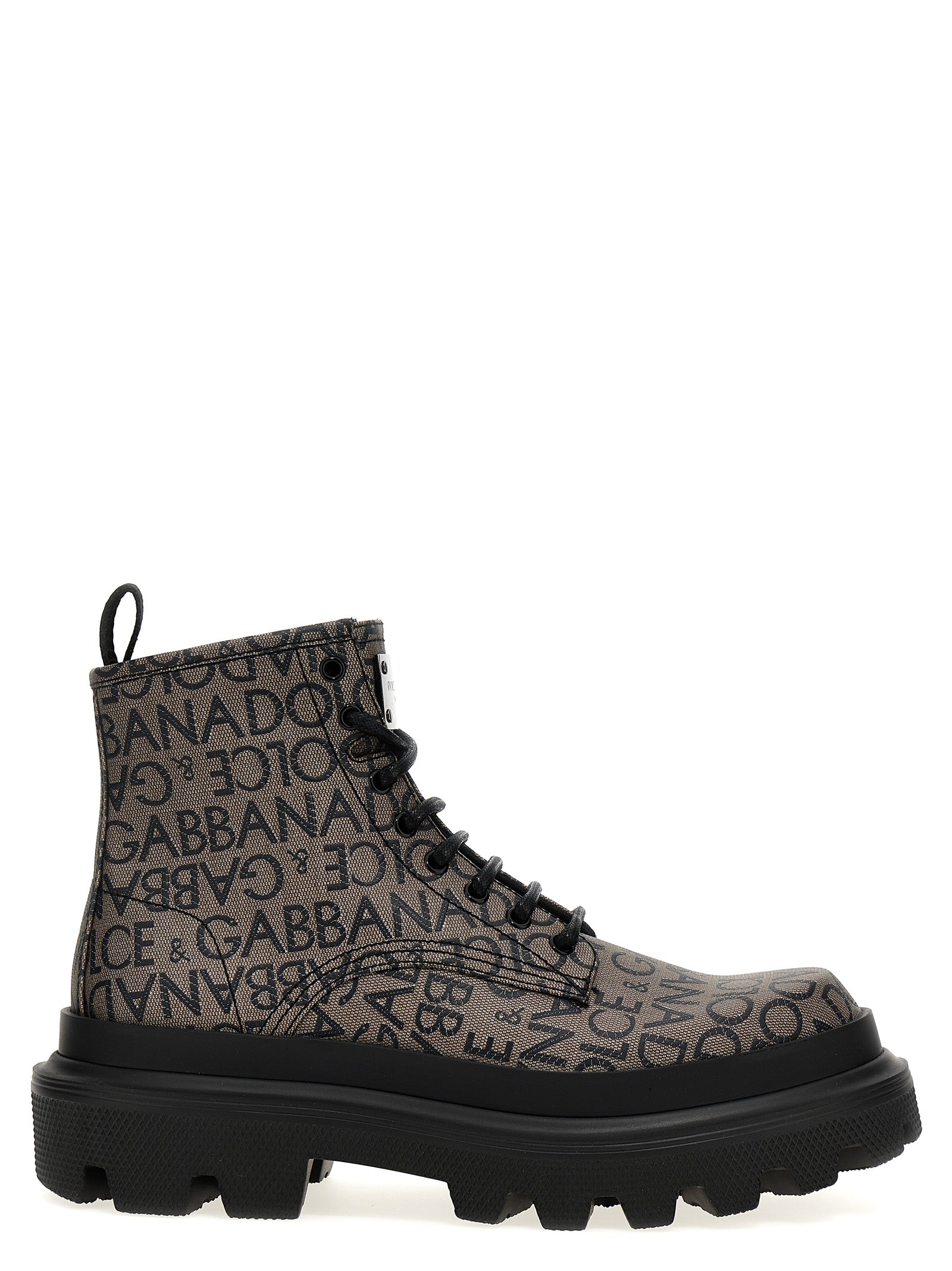 Dolce & Gabbana Jacquard Logo Combat Boots - Banlieue91 -
