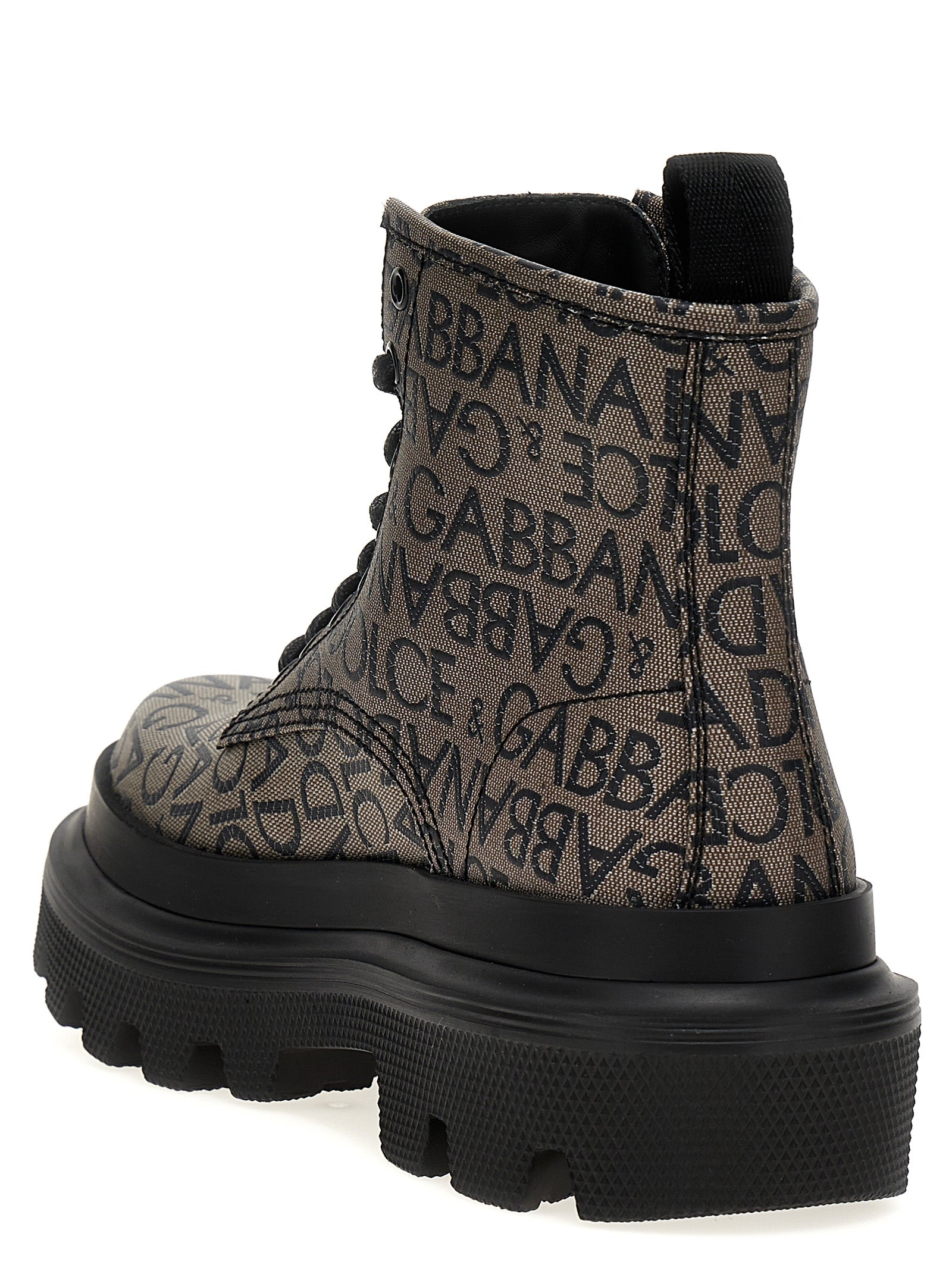 Dolce & Gabbana Jacquard Logo Combat Boots - Banlieue91 -