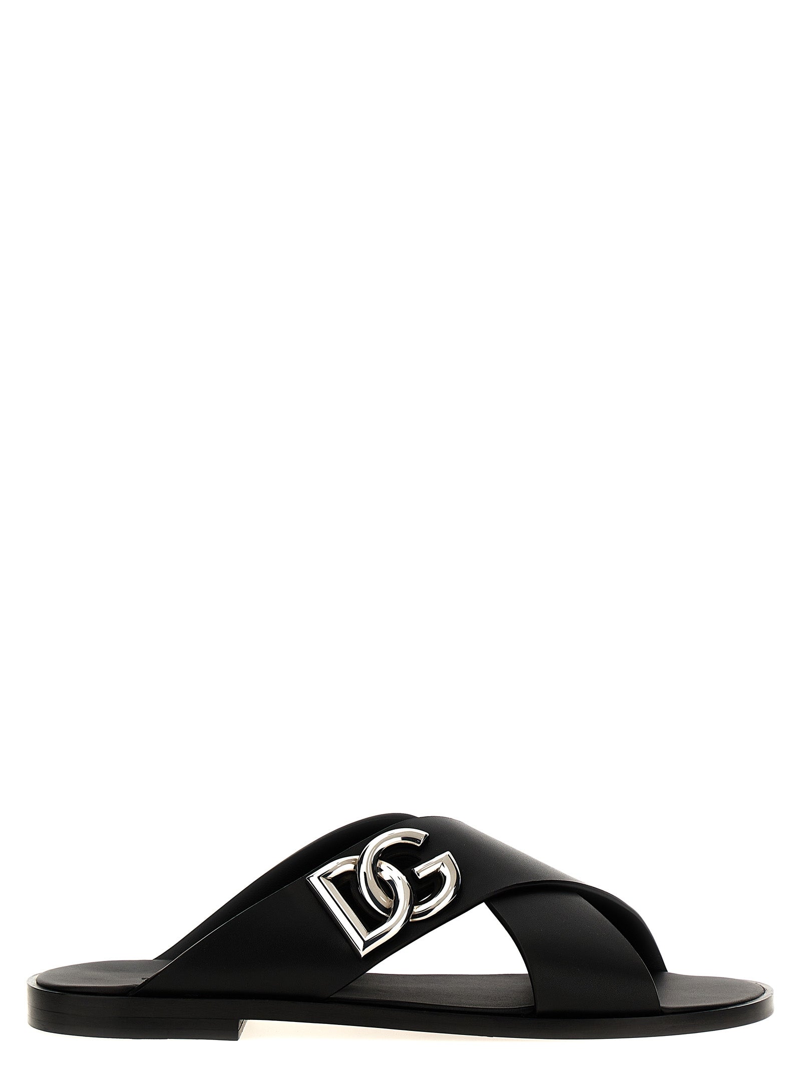 Dolce & Gabbana Logo Leather Sandals - Banlieue91 -