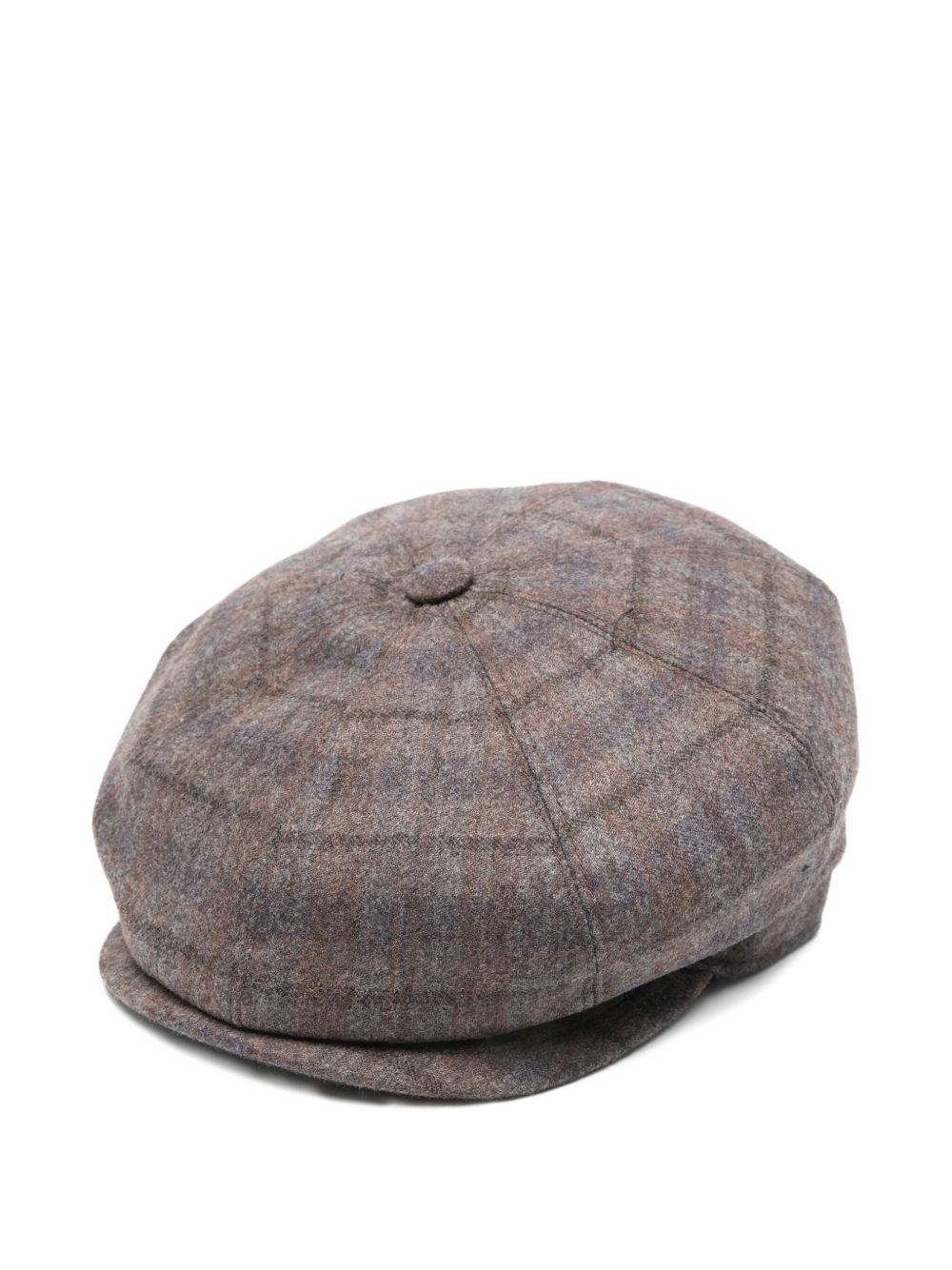 BORSALINO Classic Wool Cap with Button Top and Plaid Pattern - Banlieue91 -