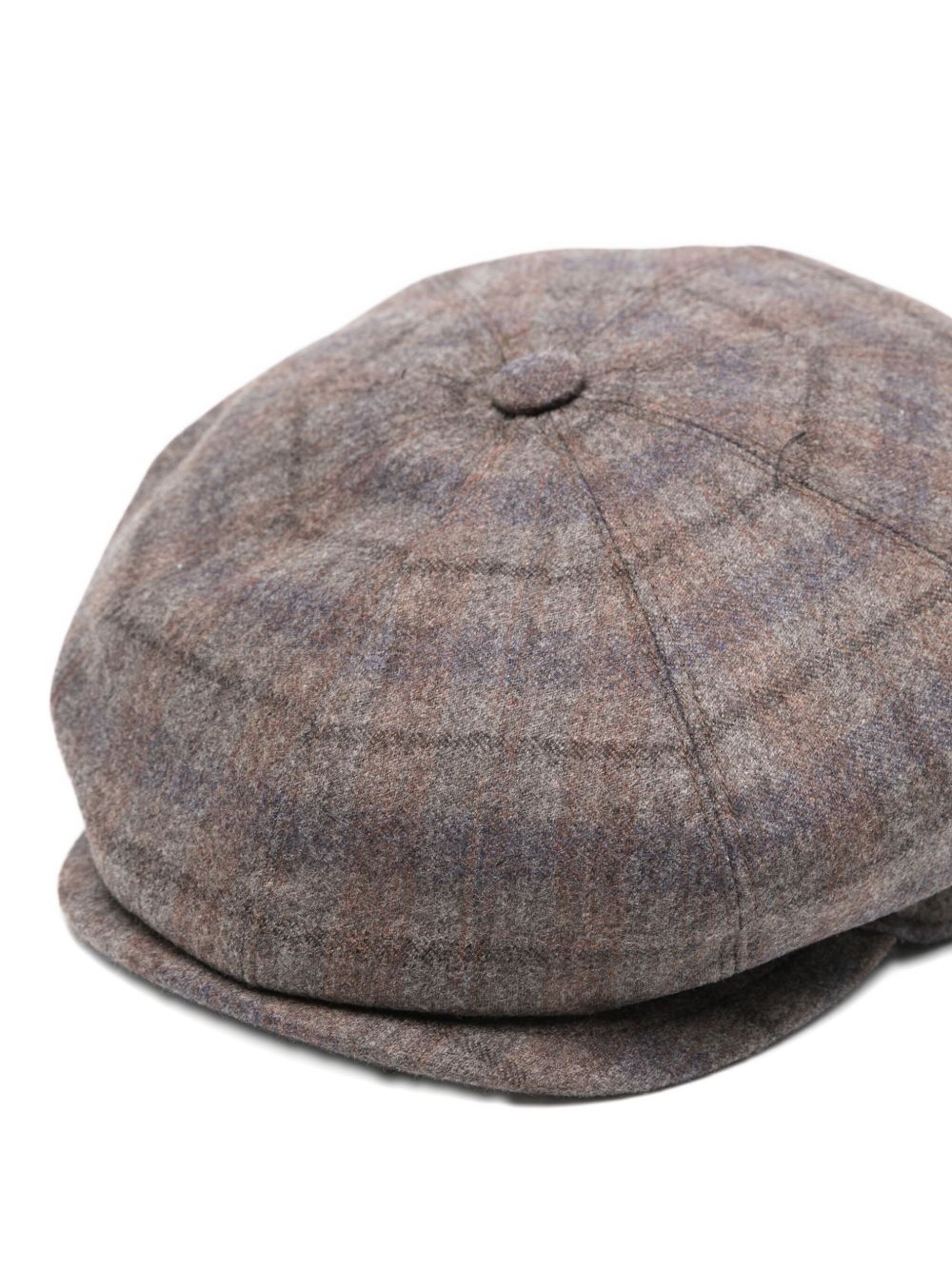 BORSALINO Classic Wool Cap with Button Top and Plaid Pattern - Banlieue91 -