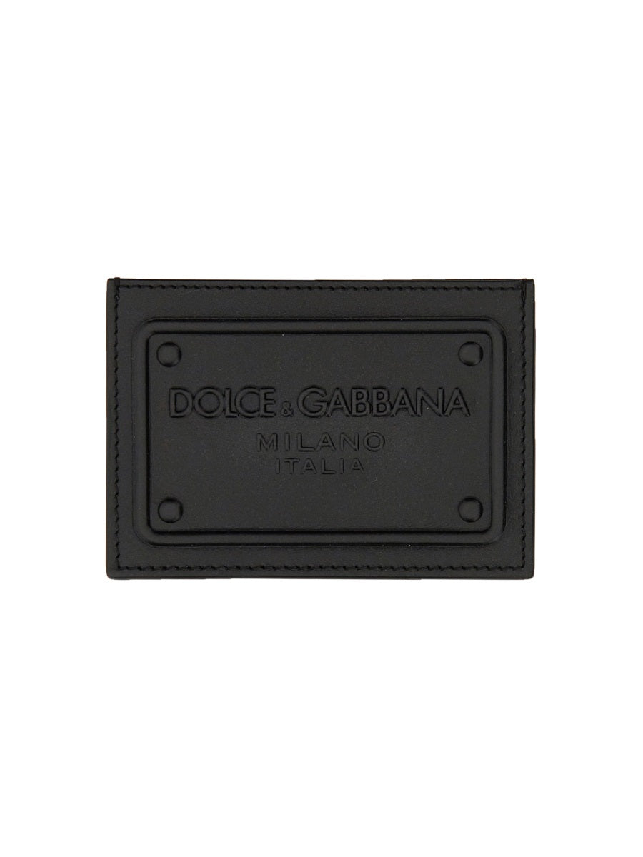 DOLCE & GABBANA Leather Mini Card Holder with Logo - Banlieue91 -