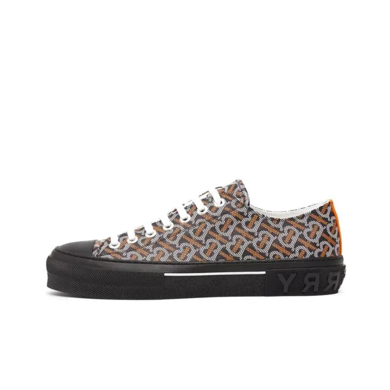 Burberry Monogram Pattern Low Top Black Orange Canvas - Banlieue91