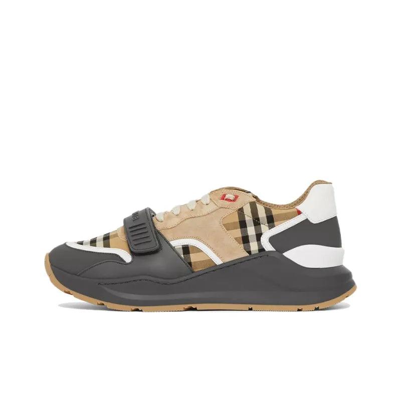 Burberry Ramsey Vintage Check Suede Leather Sneakers Grey Archive Beige - Banlieue91