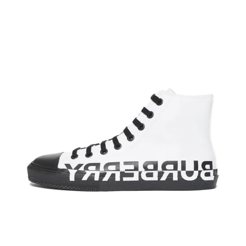 Burberry Slip-Resistant High-Top Canvas Shoes Men's Black White - Banlieue91