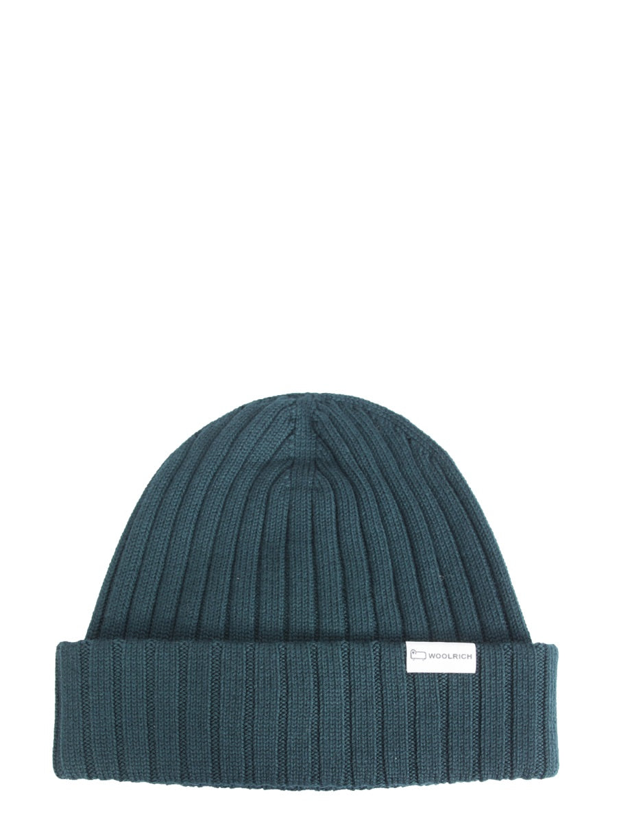 WOOLRICH Ribbed Wool Beanie with Logo Patch - Banlieue91 -