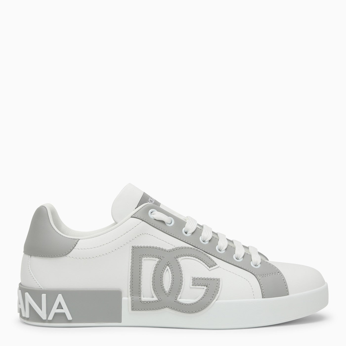 Dolce&Gabbana Portofino White/Grey Leather Trainer - Banlieue91 -