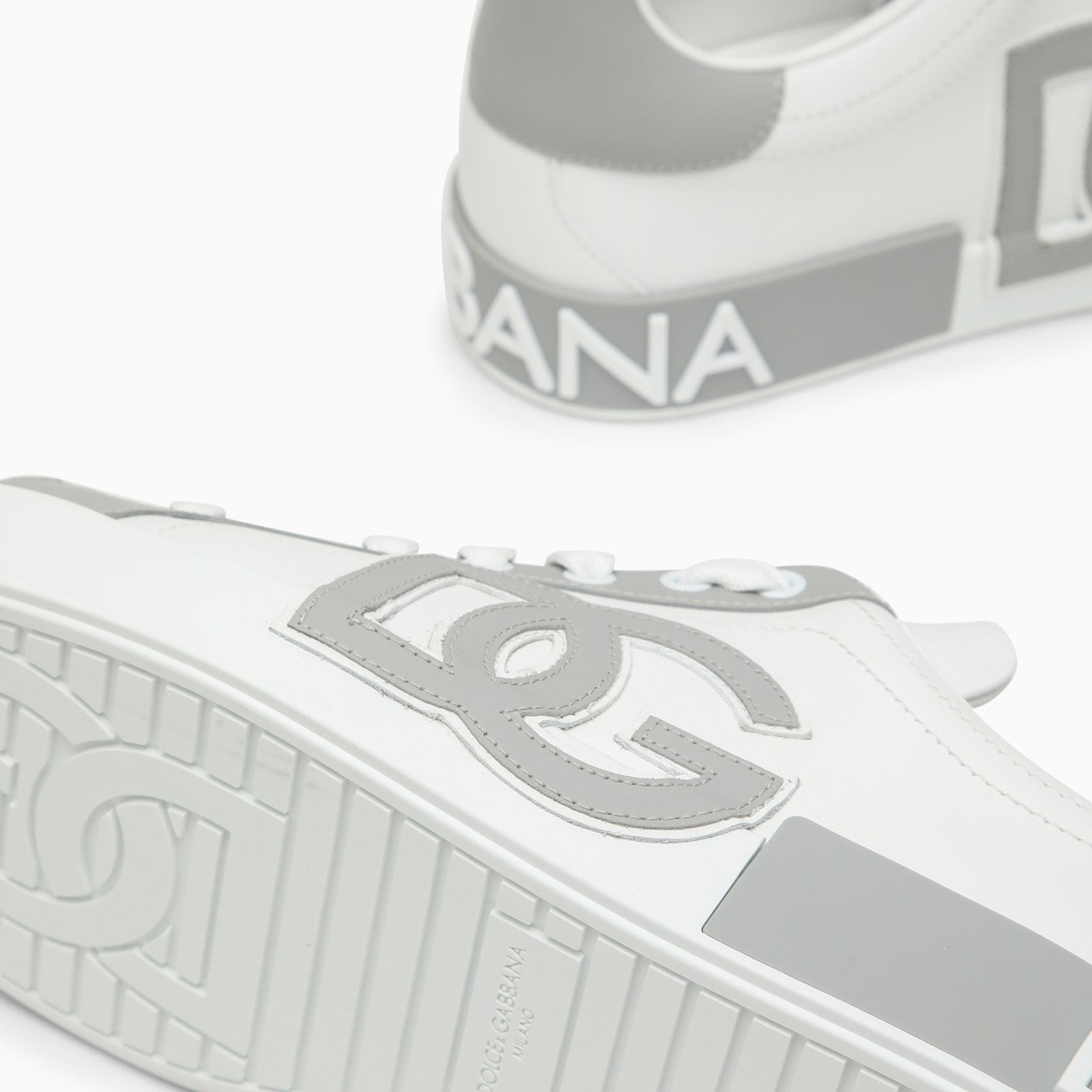 Dolce&Gabbana Portofino White/Grey Leather Trainer - Banlieue91 -
