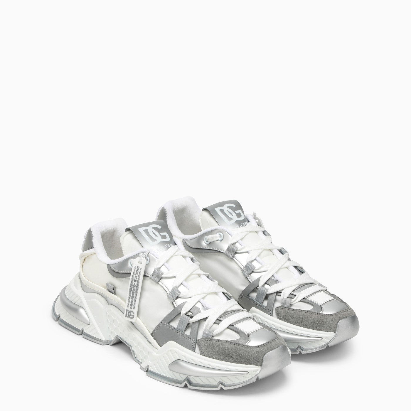 Dolce&Gabbana Air Master Silver/White Fabric Sneaker - Banlieue91 -