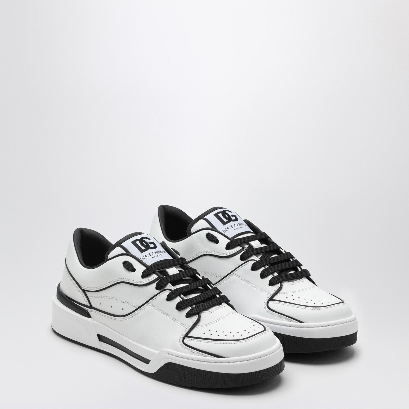Dolce&Gabbana New Roma White/Black Leather Low Sneaker - Banlieue91 -