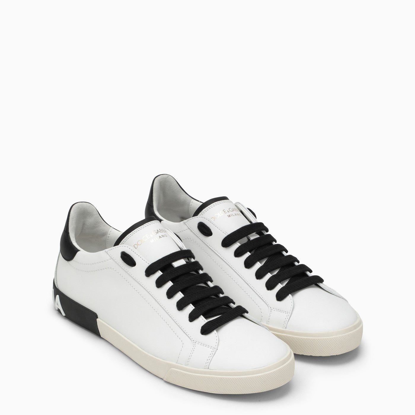 Dolce&Gabbana Portofino Vintage White/Black Leather Trainer - Banlieue91 -
