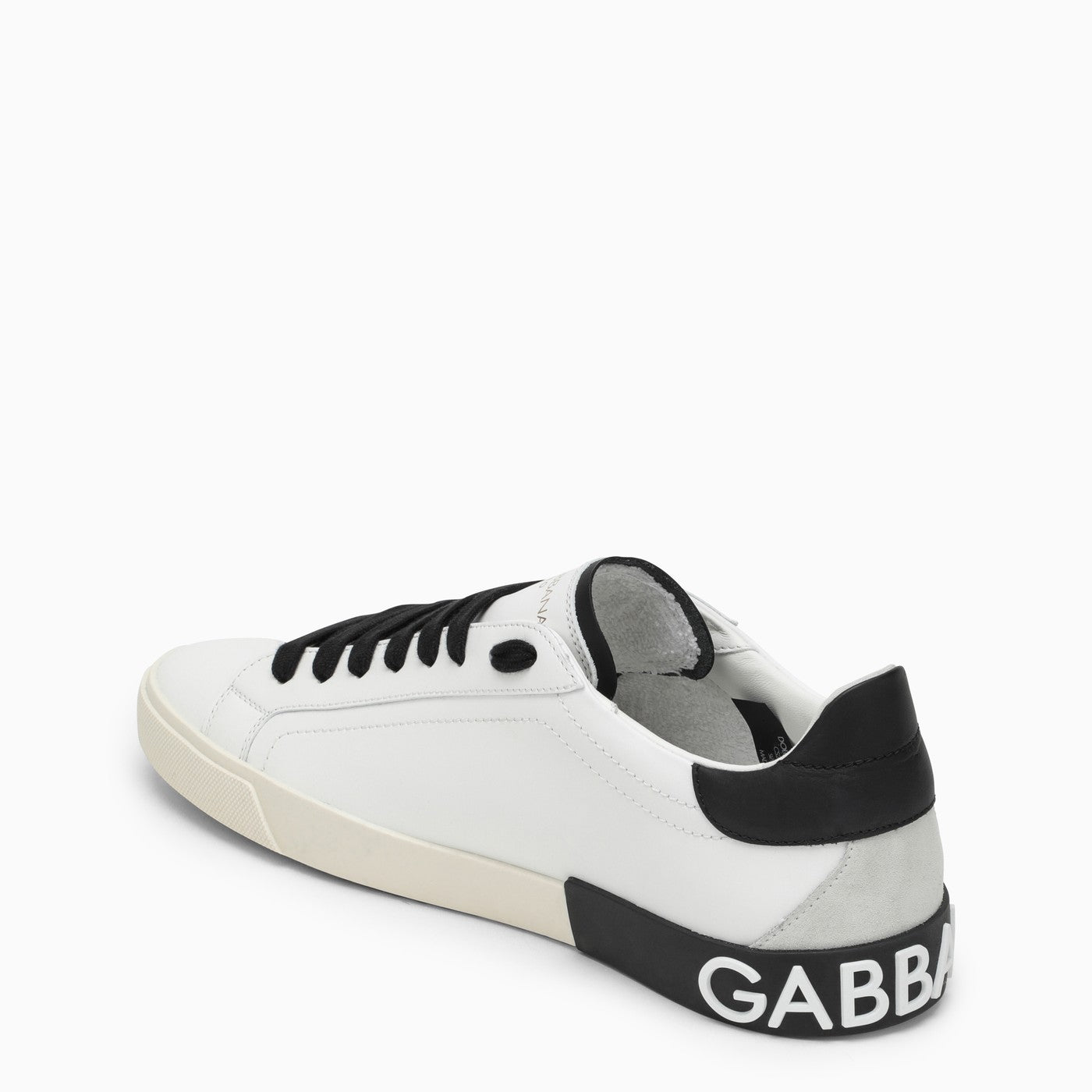 Dolce&Gabbana Portofino Vintage White/Black Leather Trainer - Banlieue91 -