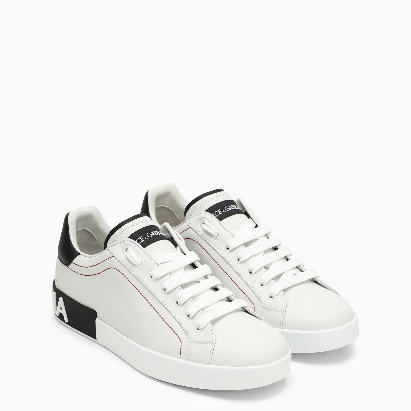 Dolce&Gabbana Portofino White/Black Leather Trainer - Banlieue91 -