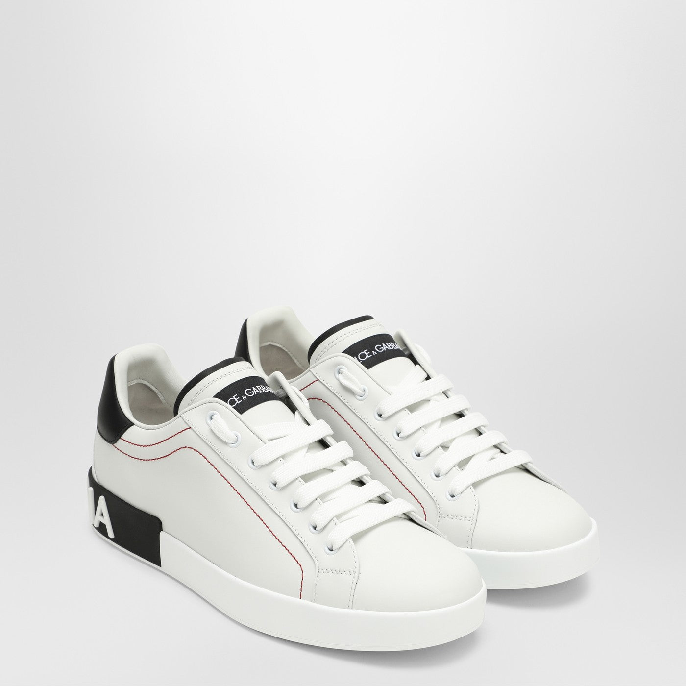 Dolce&Gabbana Portofino White/Black Leather Trainer - Banlieue91 -