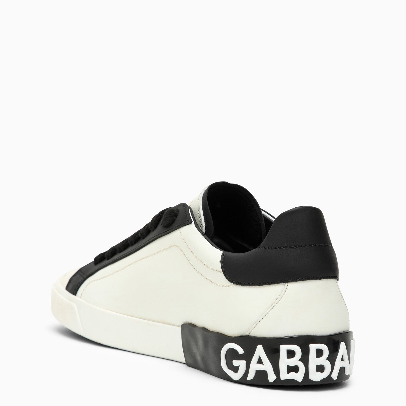 Dolce&Gabbana Portofino Vintage White/Black Leather Trainer - Banlieue91 -
