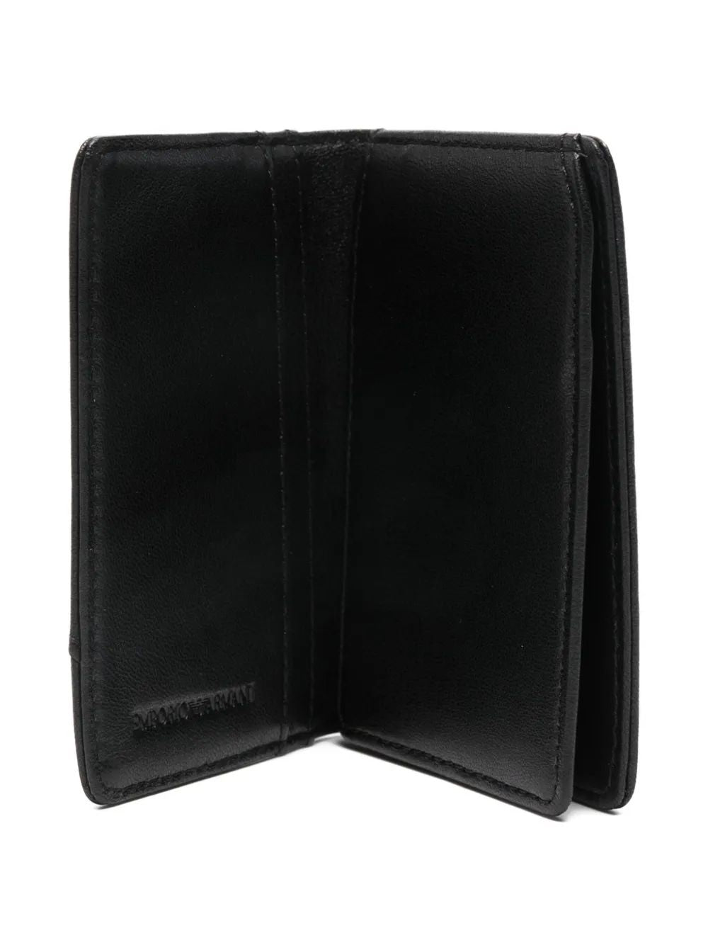 EMPORIO ARMANI Trifold Napa Leather Card Holder with Geometric Detail - Banlieue91 -