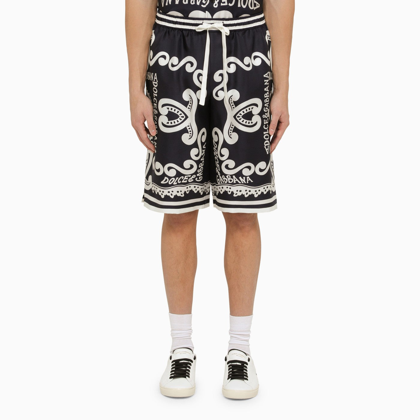 Dolce&Gabbana Silk Bermuda With Navy Print - Banlieue91 -