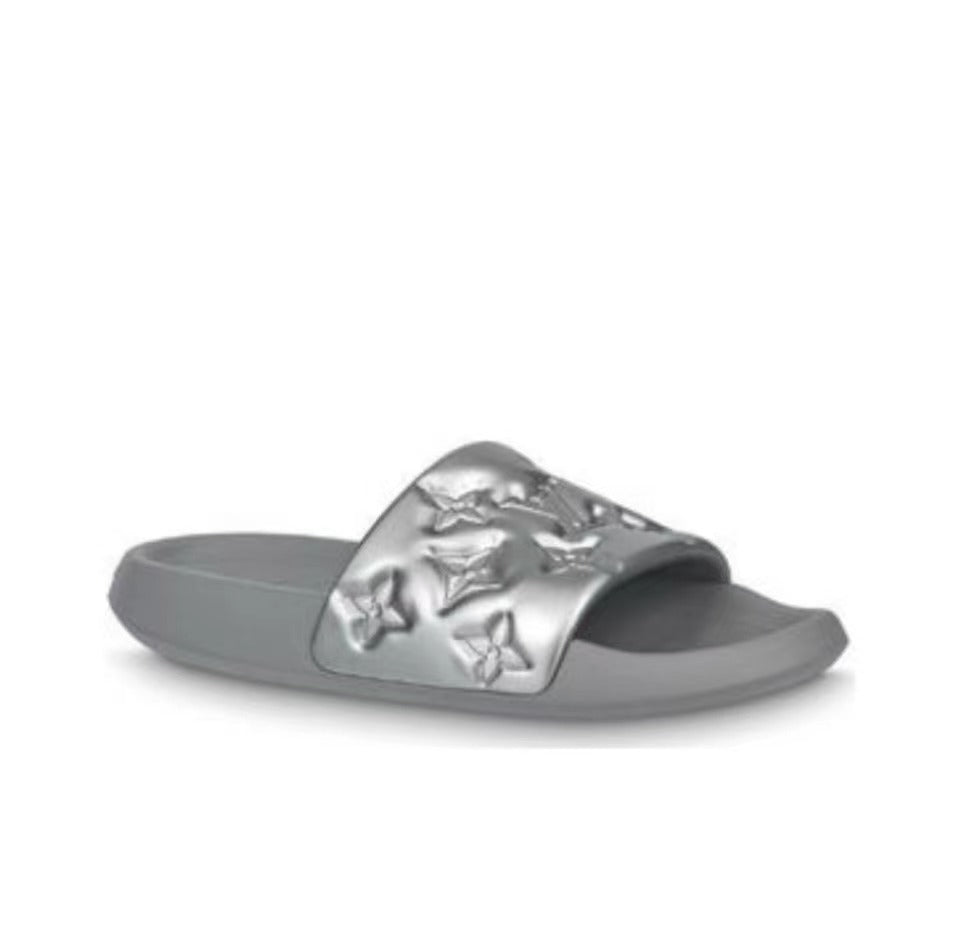 LOUIS VUITTON Waterfront Slide Slippers Men's Silver Gray - Banlieue91