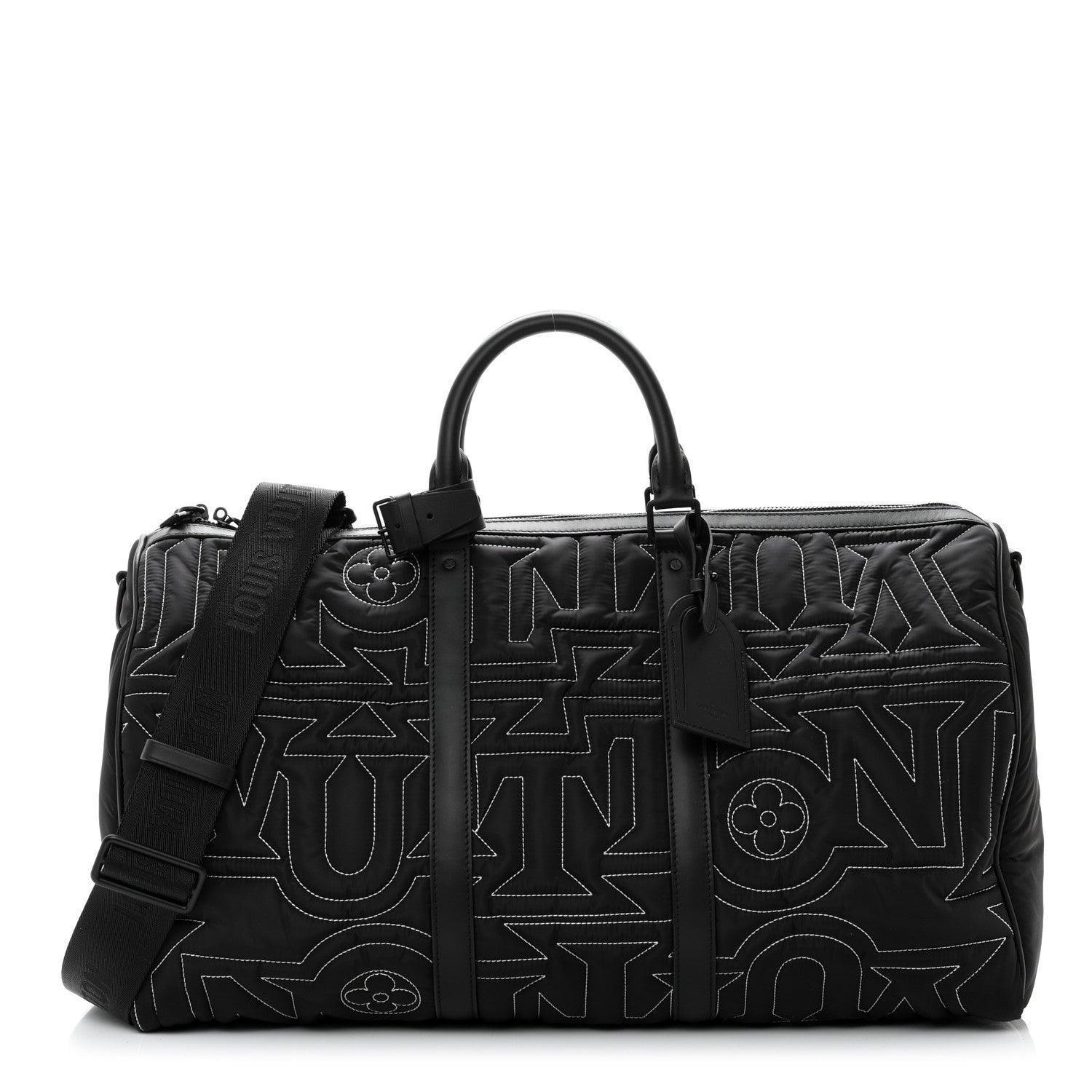 Louis Vuitton Nylon Embroidered Keepall Bandouliere 50 Black - Banlieue91