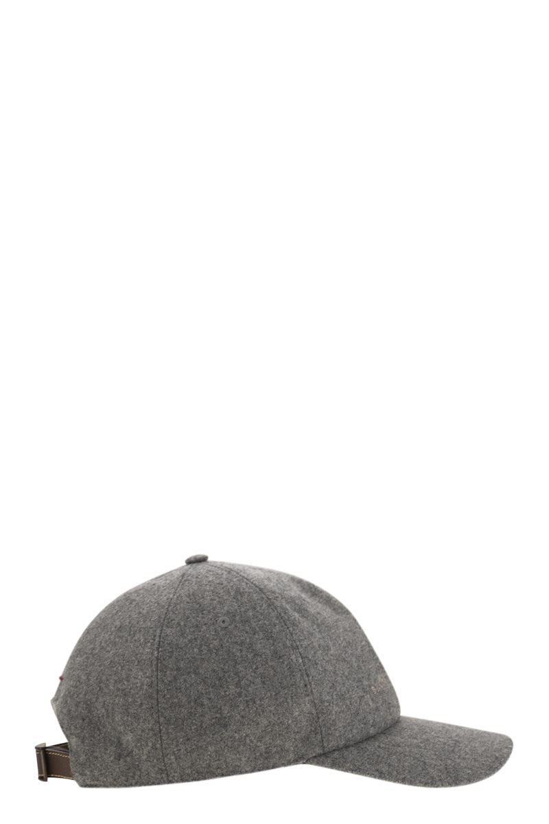 BRUNELLO CUCINELLI Virgin Wool Flannel Baseball Cap with Embroidered Logo - Banlieue91 -
