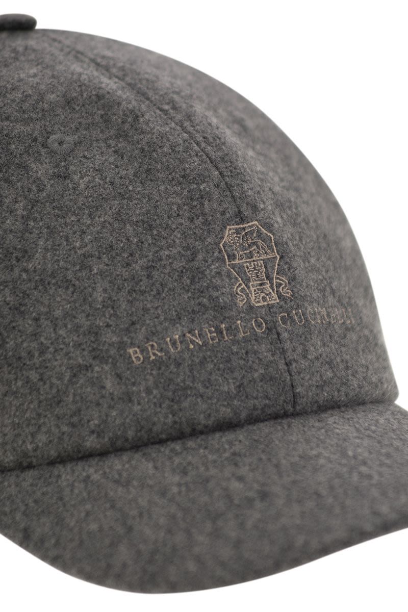 BRUNELLO CUCINELLI Virgin Wool Flannel Baseball Cap with Embroidered Logo - Banlieue91 -