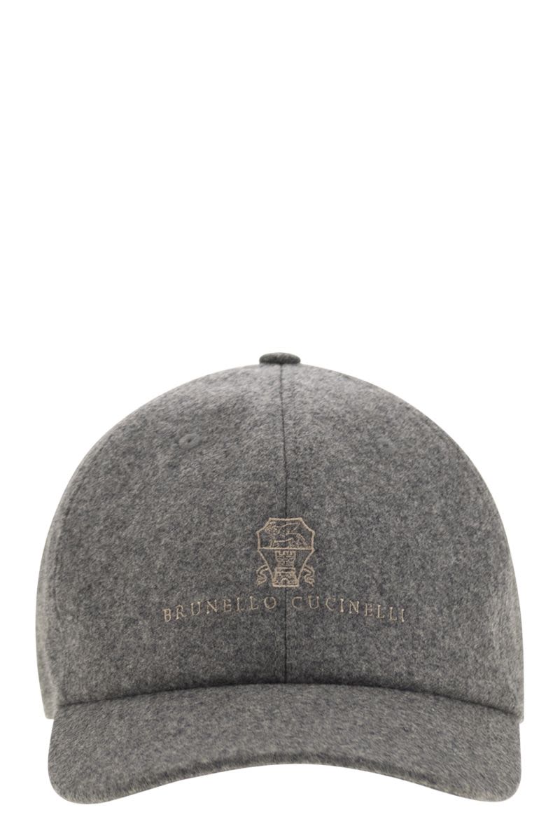 BRUNELLO CUCINELLI Virgin Wool Flannel Baseball Cap with Embroidered Logo - Banlieue91 -