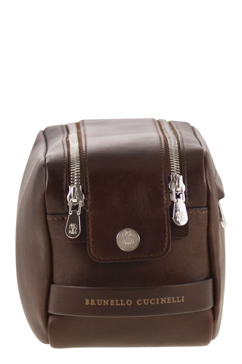 BRUNELLO CUCINELLI Mini Leather Beauty Case with Double Zip - Banlieue91 -