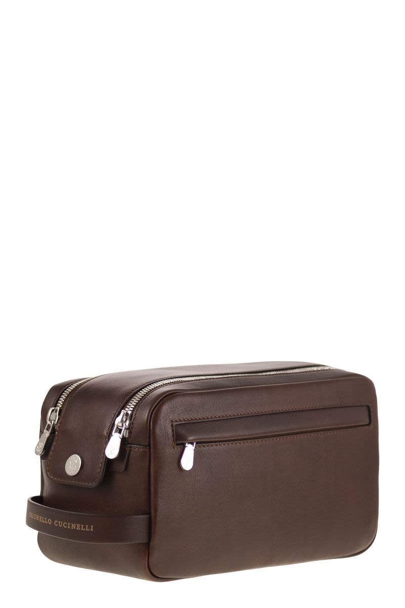 BRUNELLO CUCINELLI Mini Leather Beauty Case with Double Zip - Banlieue91 -