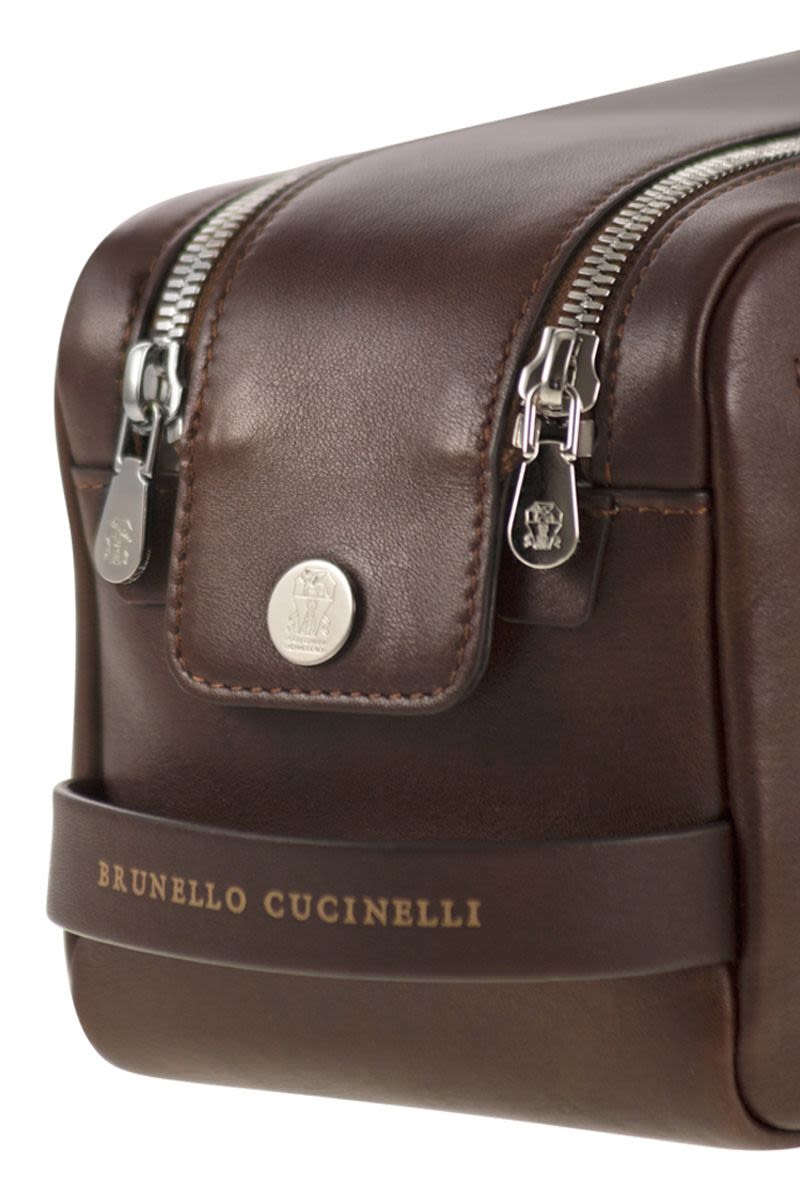 BRUNELLO CUCINELLI Mini Leather Beauty Case with Double Zip - Banlieue91 -