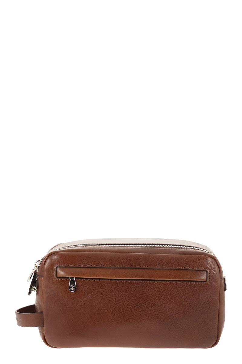 BRUNELLO CUCINELLI Mini Cowhide Beauty Case with Double Zip Closure (W 24 x H 13 x D 12 cm) - Banlieue91 -