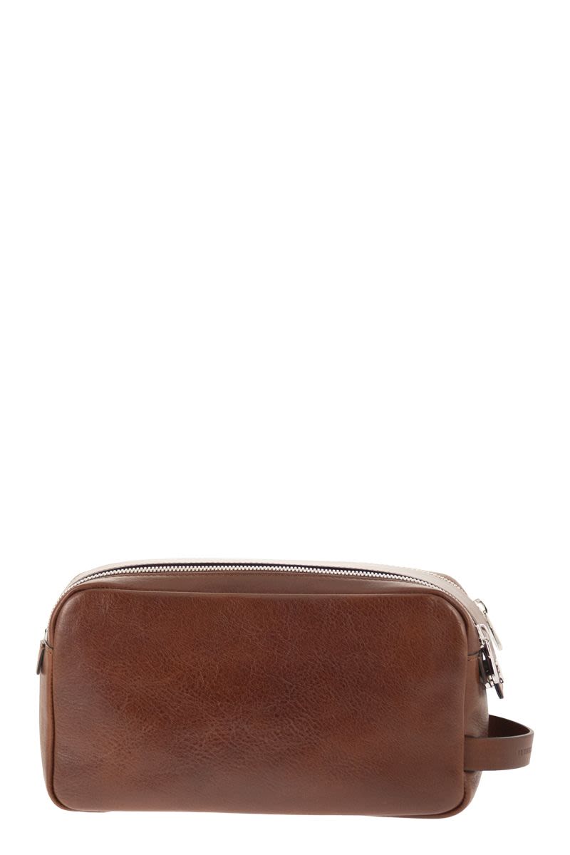 BRUNELLO CUCINELLI Mini Cowhide Beauty Case with Double Zip Closure (W 24 x H 13 x D 12 cm) - Banlieue91 -
