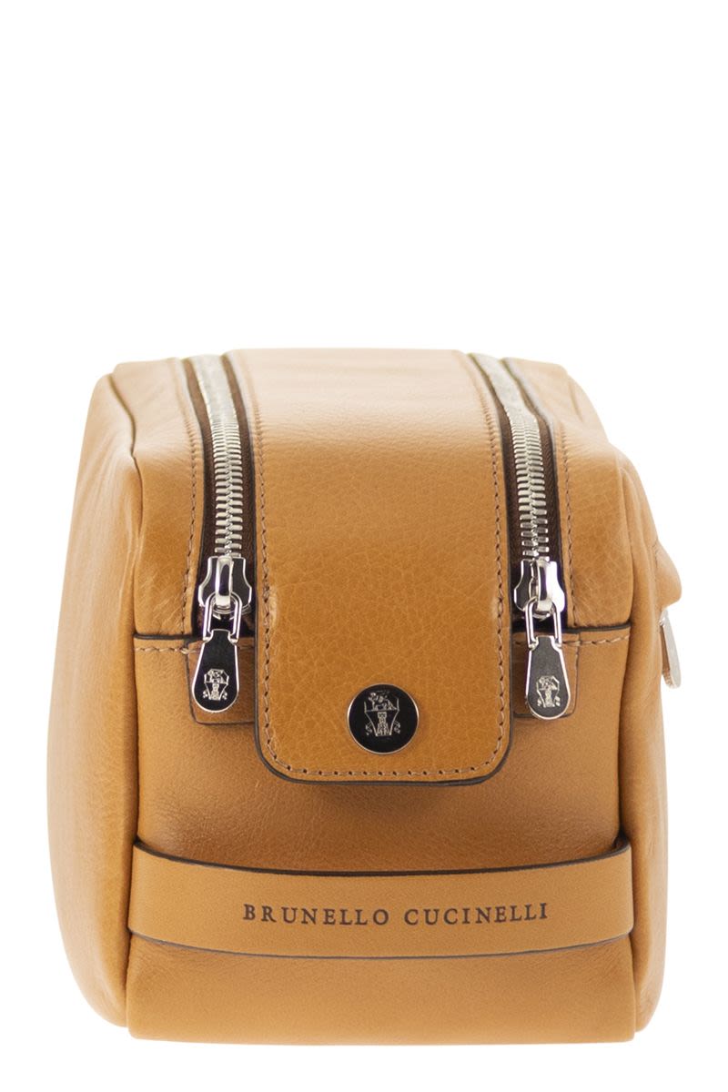 BRUNELLO CUCINELLI Mini Cowhide Beauty Case with Double Zip Closure - Functional Design - Banlieue91 -
