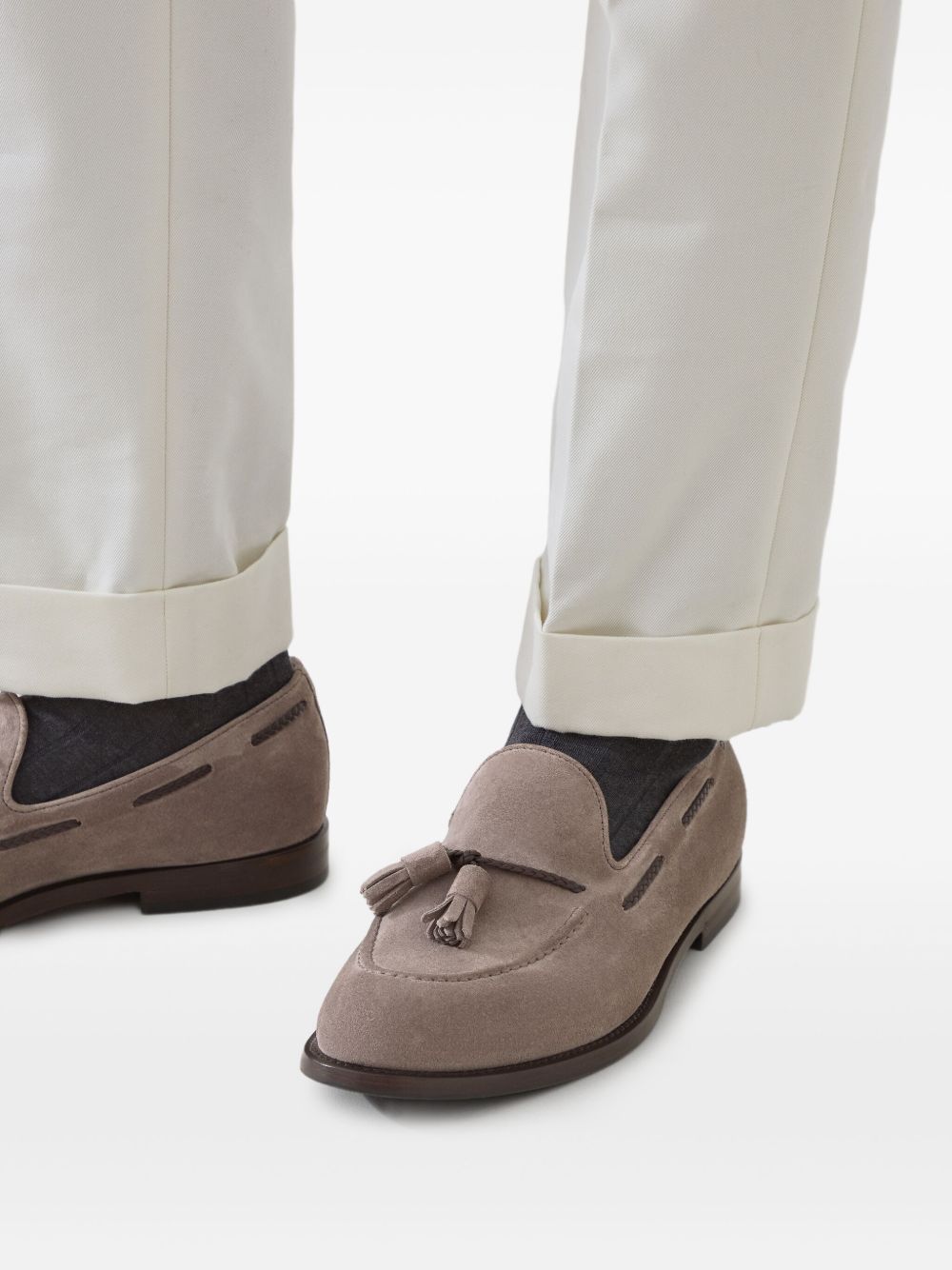BRUNELLO CUCINELLI Men's Suede Loafers with Tassel Embellishment - Banlieue91 -